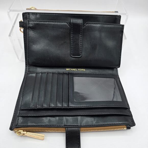 Michael Kors Wristlet Double Zip Brown Monogram Jet Set 7.5" x 4.5" - Picture 4 of 12